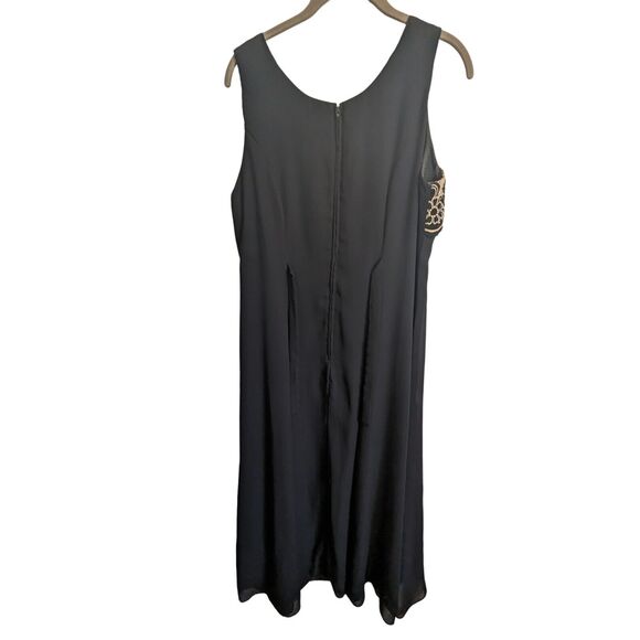 Womens Large Black Dress Gold Design Formal - Picture 3 of 9